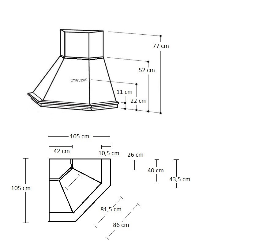 Acquista online Cappa classica STOCK angolo 105 legno Toulipie colore noce scuro, cono bianco motore Faber Coppari